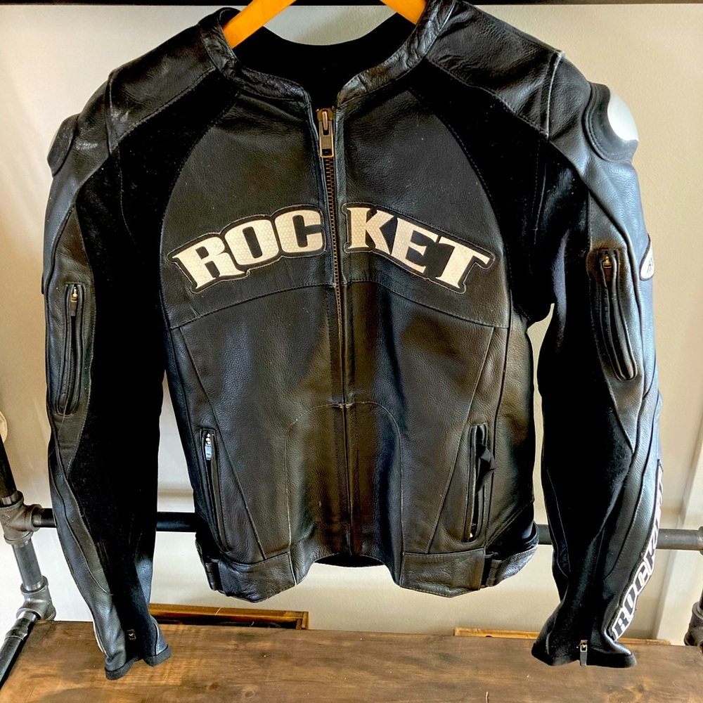Joe Rocket leather motorcycle track jacket